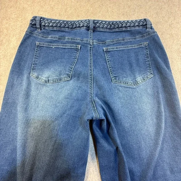 D.Jeans Womens Wide Leg Braided Waist Patch Pocket Denim Blue Jeans Size 14 - Picture 8 of 8